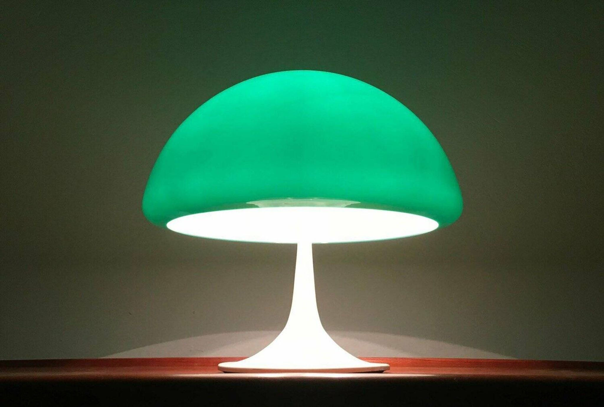 Mid-century green Italian table lamp Toledo by Luigi Massoni for Guzzini, 1960s.