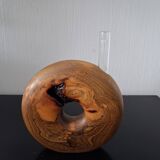 Turned wooden donut soliflore vase