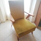 Armchair 50s velvet mustard