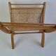 Vintage Mid-Century Wooden and Rattan Folding Magazine Rack, Czechoslovakia