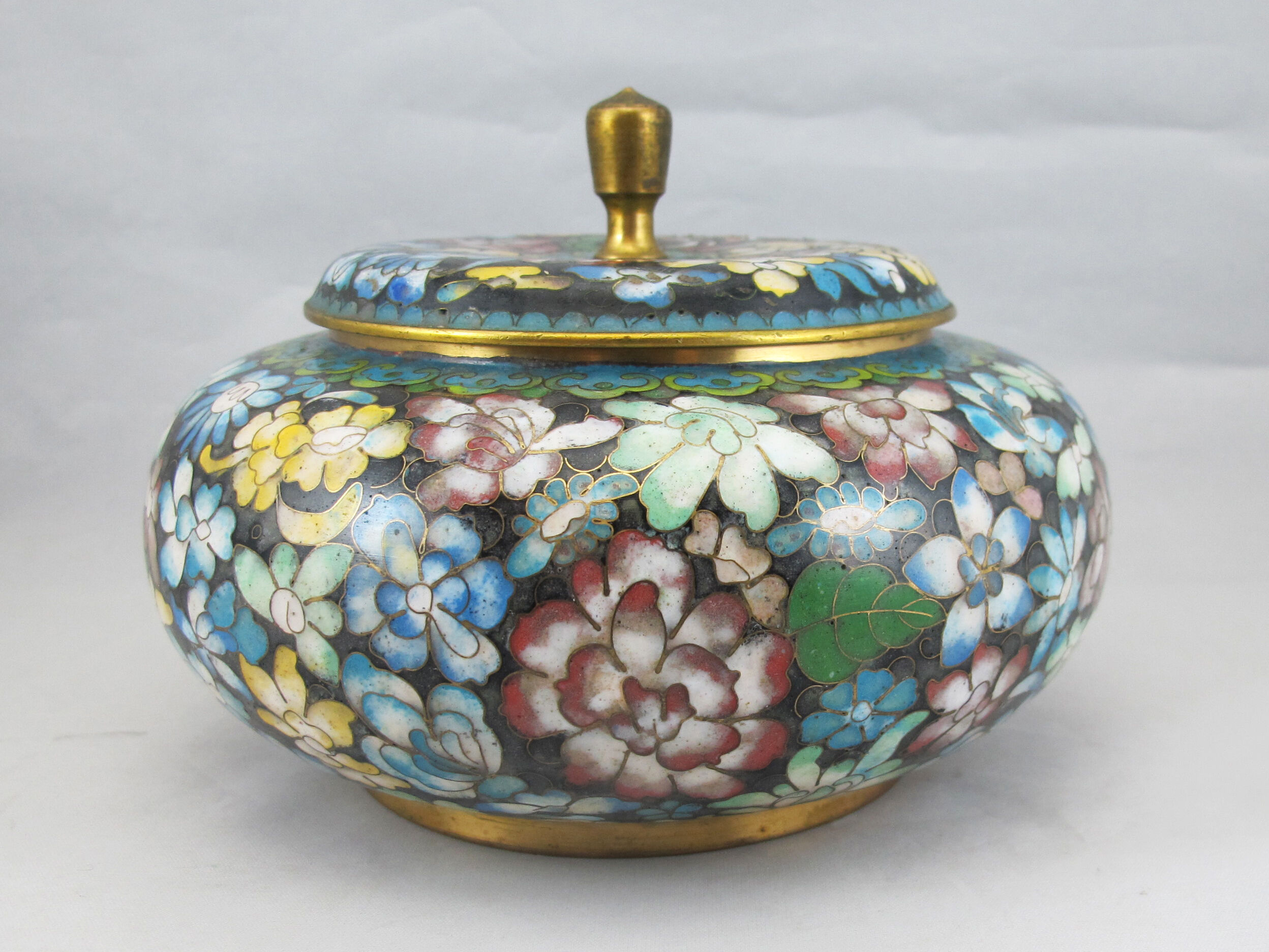 Pot couvercle en bronze émail cloisonne Chinois Chine