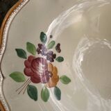 Coupe a fruits en faience avec des fleurs peintes a la main, ancienne