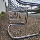 Set of 6 designer chairs in chromed metal from the 1970s