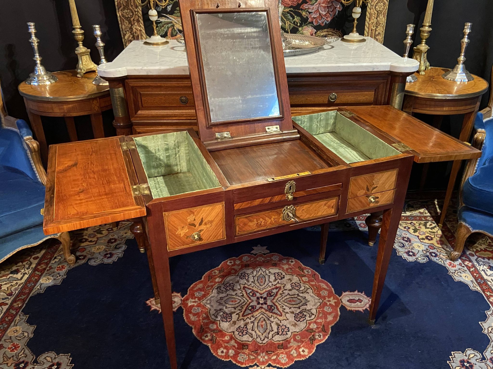 18th-century hairdresser with Louis XVI marquetry decoration.