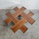 Mid Century Modern coffee table in elm wood with grid pattern by Marco Zanuso.