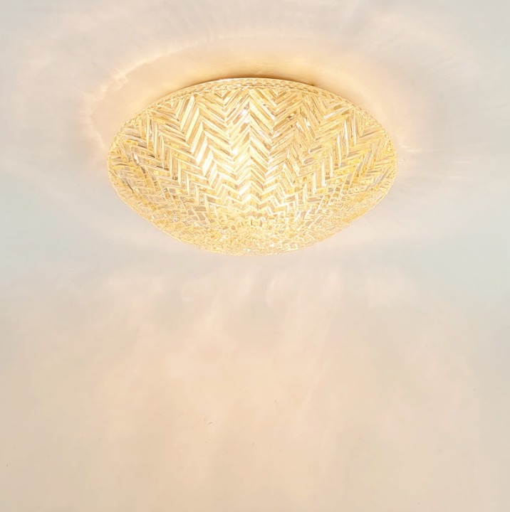 Mid Century Geometric Amber Glass Ceiling Light from Limburg, Germany, 70s