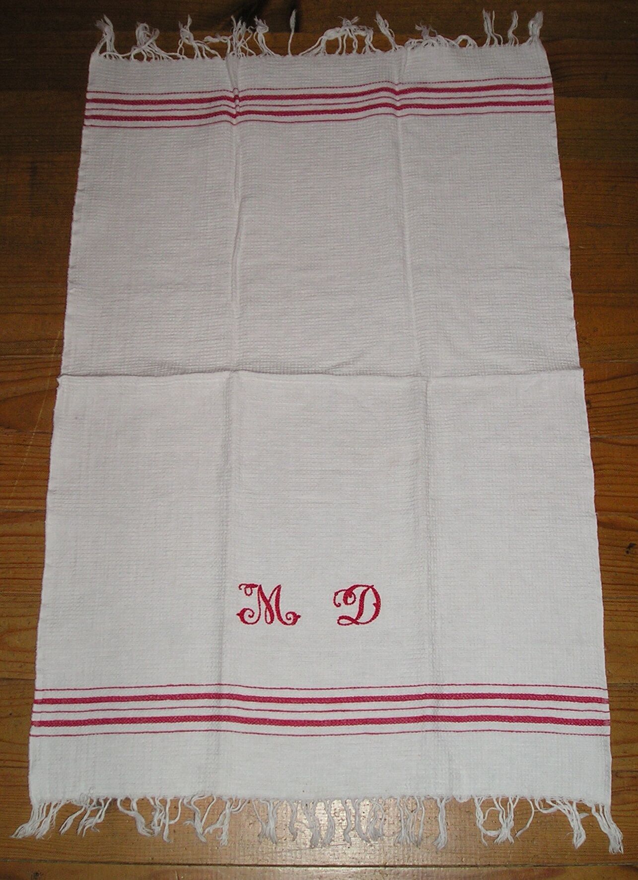 Set de 4 serviettes à nid d'abeille, monogramme point de croix MD