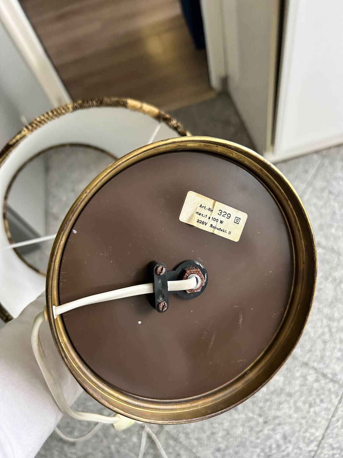 Brass and velvet lamp 1970