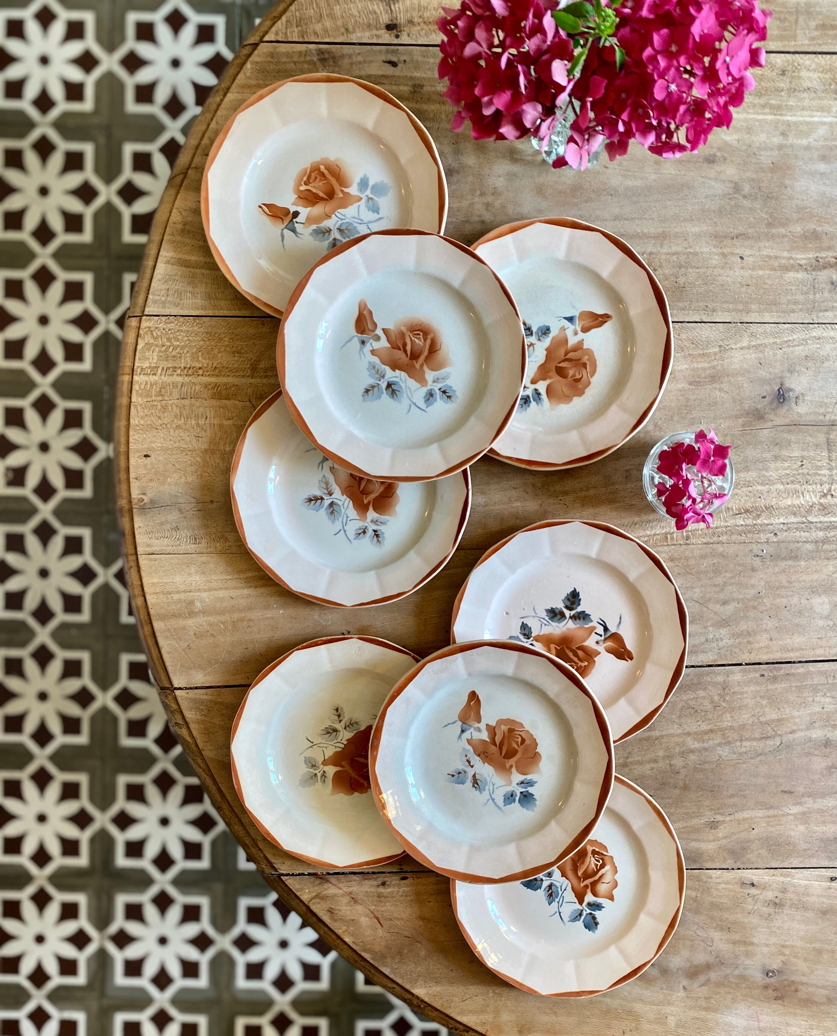 Set of 8 vintage dessert plates, model 9181 by Digoin
