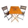 Ancien ensemble bistrot ensemble jardin table orange 2 chaises