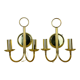Pair of brass wall lamps Hollywood Regency Je Fassung
