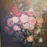 Oil on canvas bouquet of roses