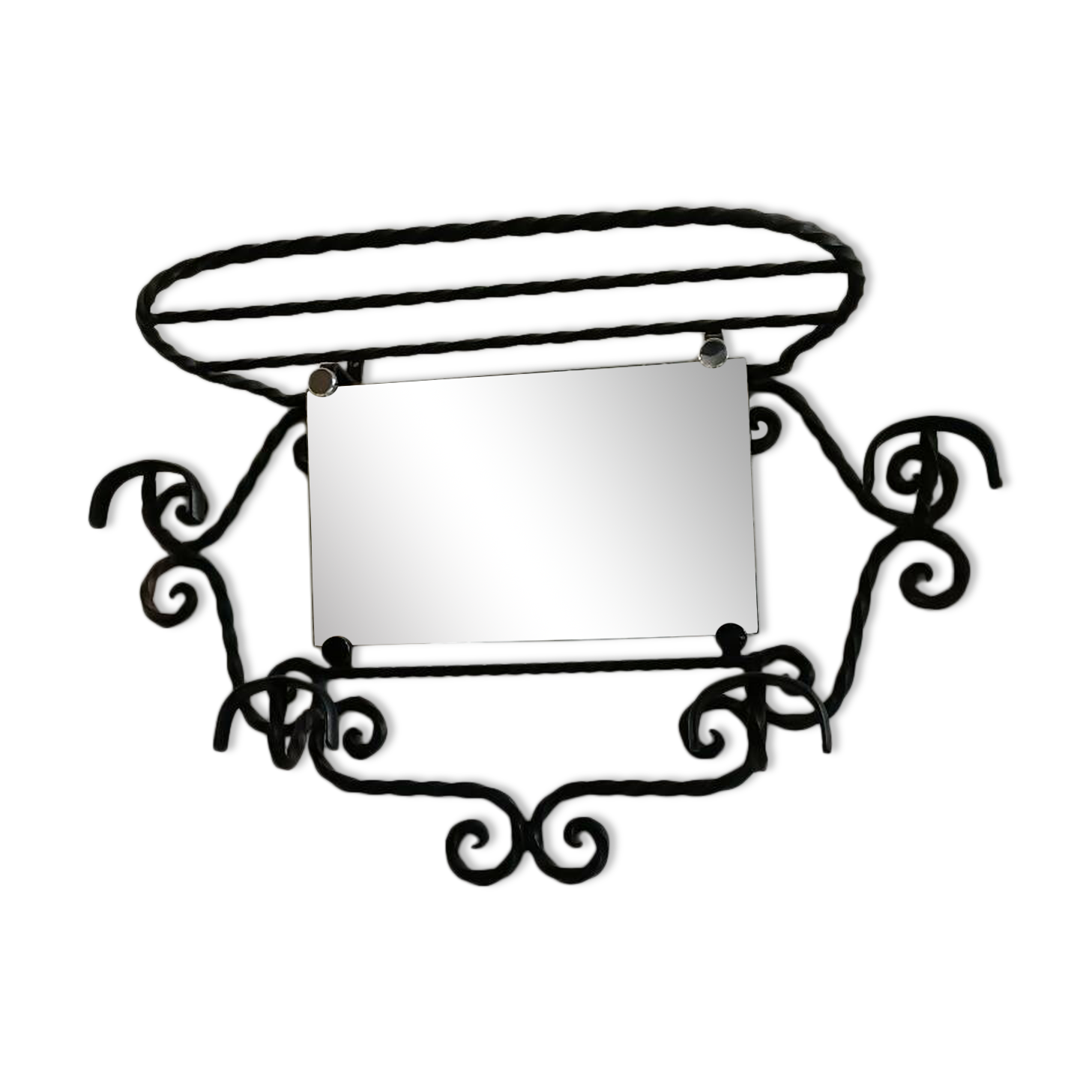 Twisted wrought iron wall-mounted coat rack