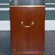 Yew Wood Nightstand Military Campaign with Green Leather Top