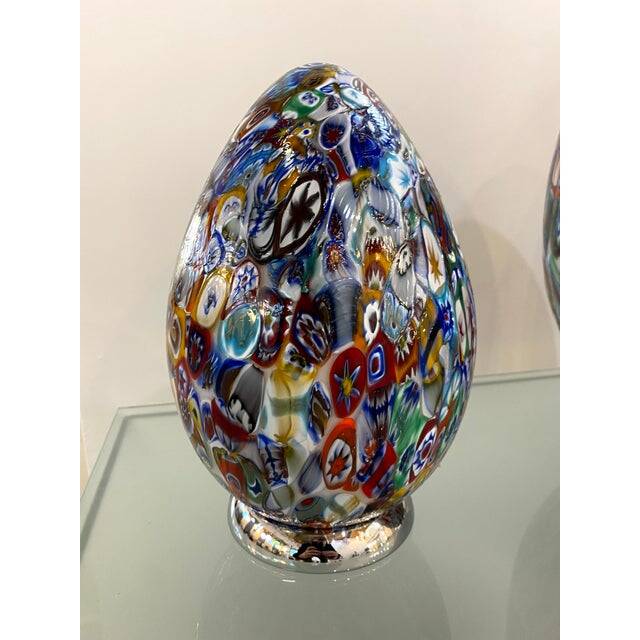 Murano glass venetian multicolored millefiori murrine table lamp, lot of 2 or a pair of chandeliers