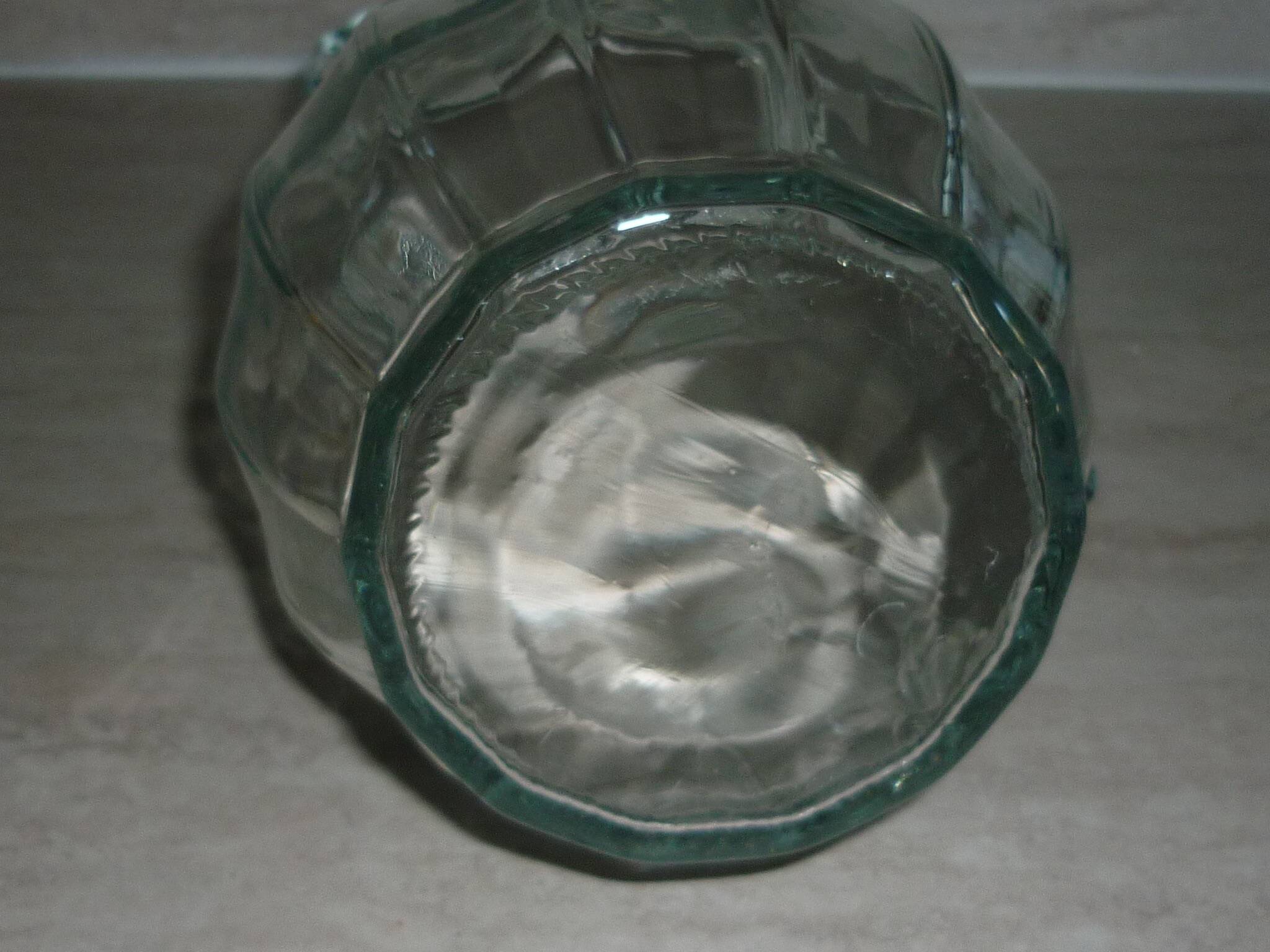 Vintage transparent molded glass carafe with handle
