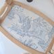 Wooden tray and blue toile de Jouy