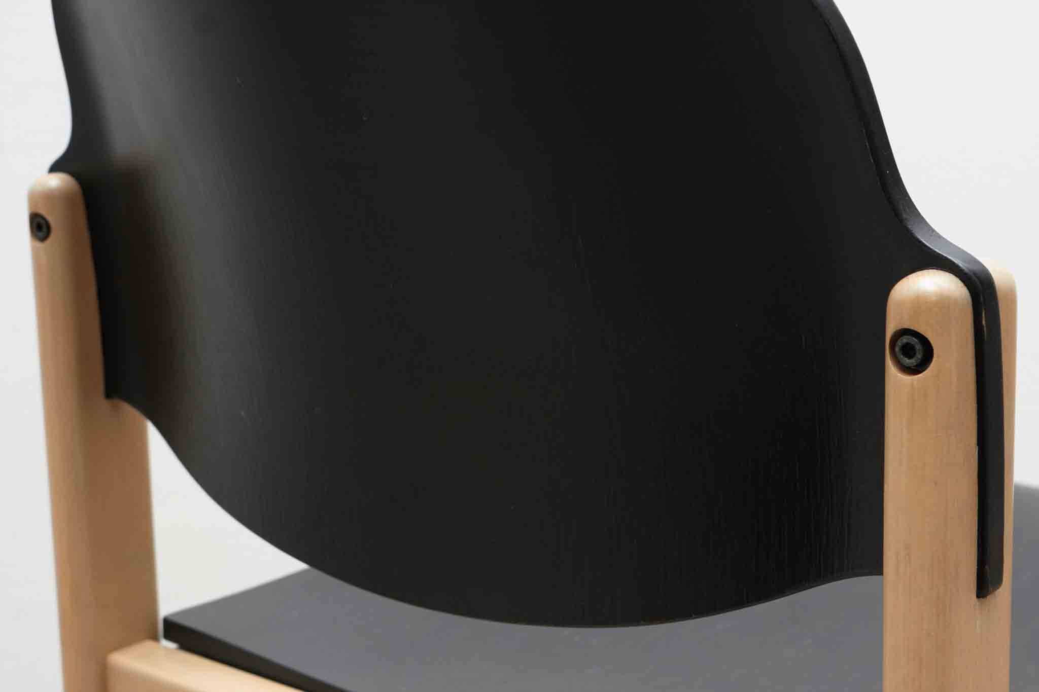 Curved wooden chair from the 1970s, Germany, black and beech.