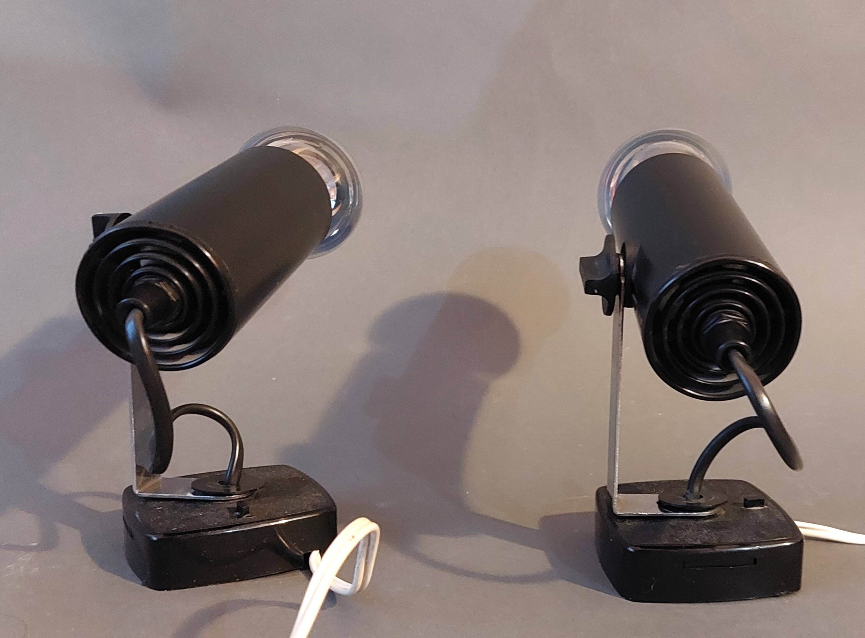Pair of black Targetti Sankey wall lights 1970.