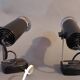 Pair of black Targetti Sankey wall lights 1970.