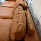 Minimalist 3-seater cognac leather sofa