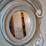 Mirror in whitewashed wood on painted canvas