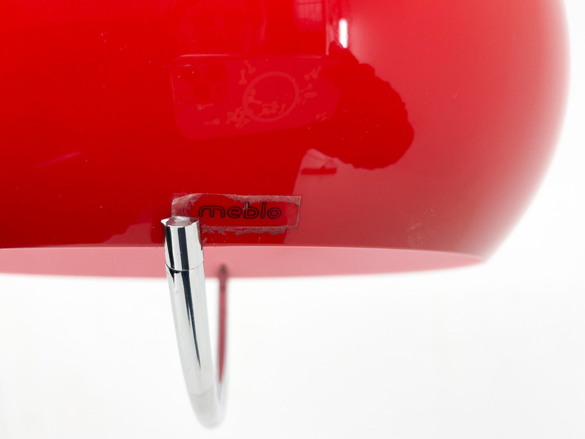 Mid century red hanging lamp with chrome by Harvey Guzzini for Meblo Italy