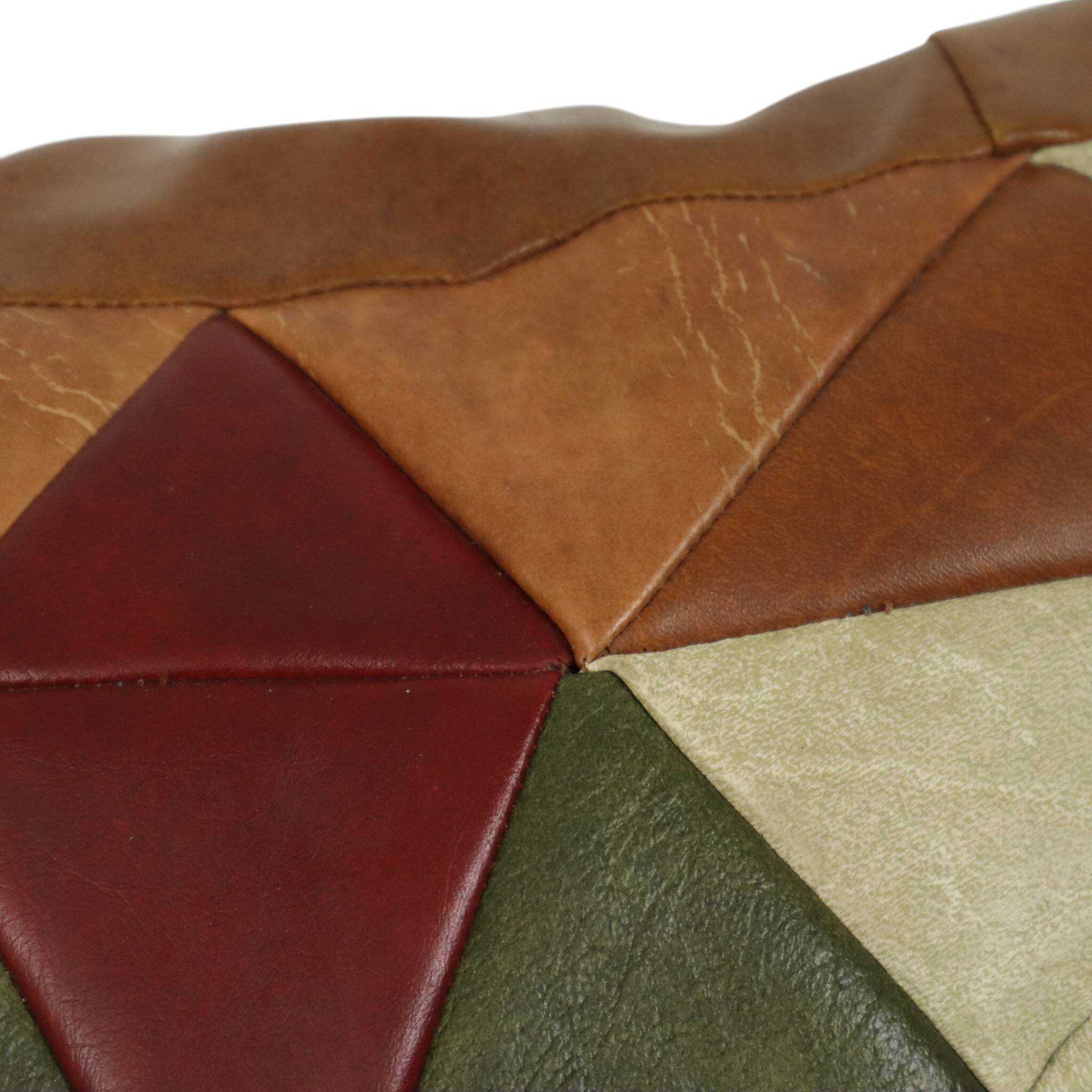 Vintage Patchwork Cushion Diamond Pattern Faux Leather 45cm