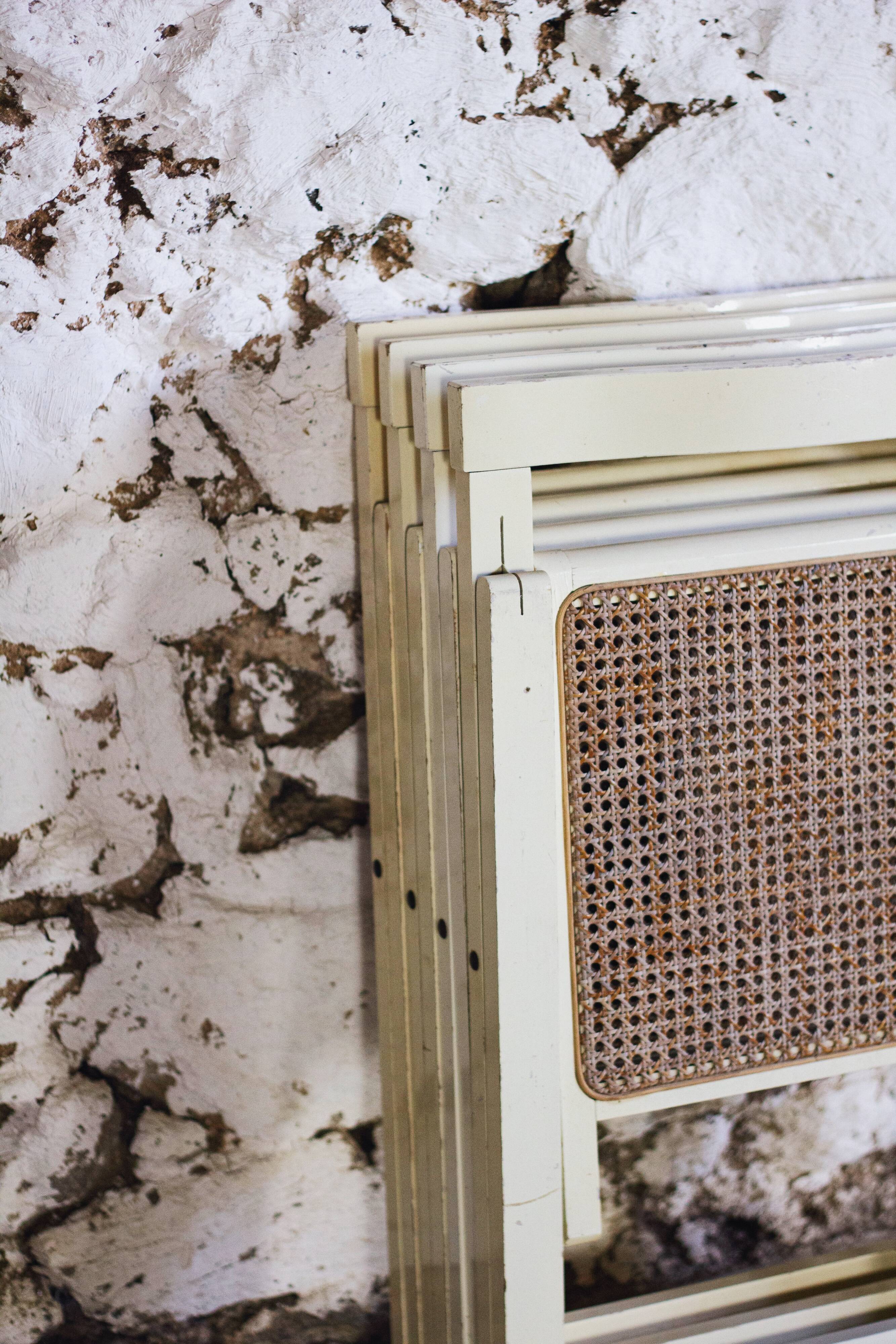 4 vintage folding cane chairs