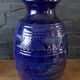 Large blue earthenware lamp base signed ST Clément France Plume 815-2 – Excellent condition