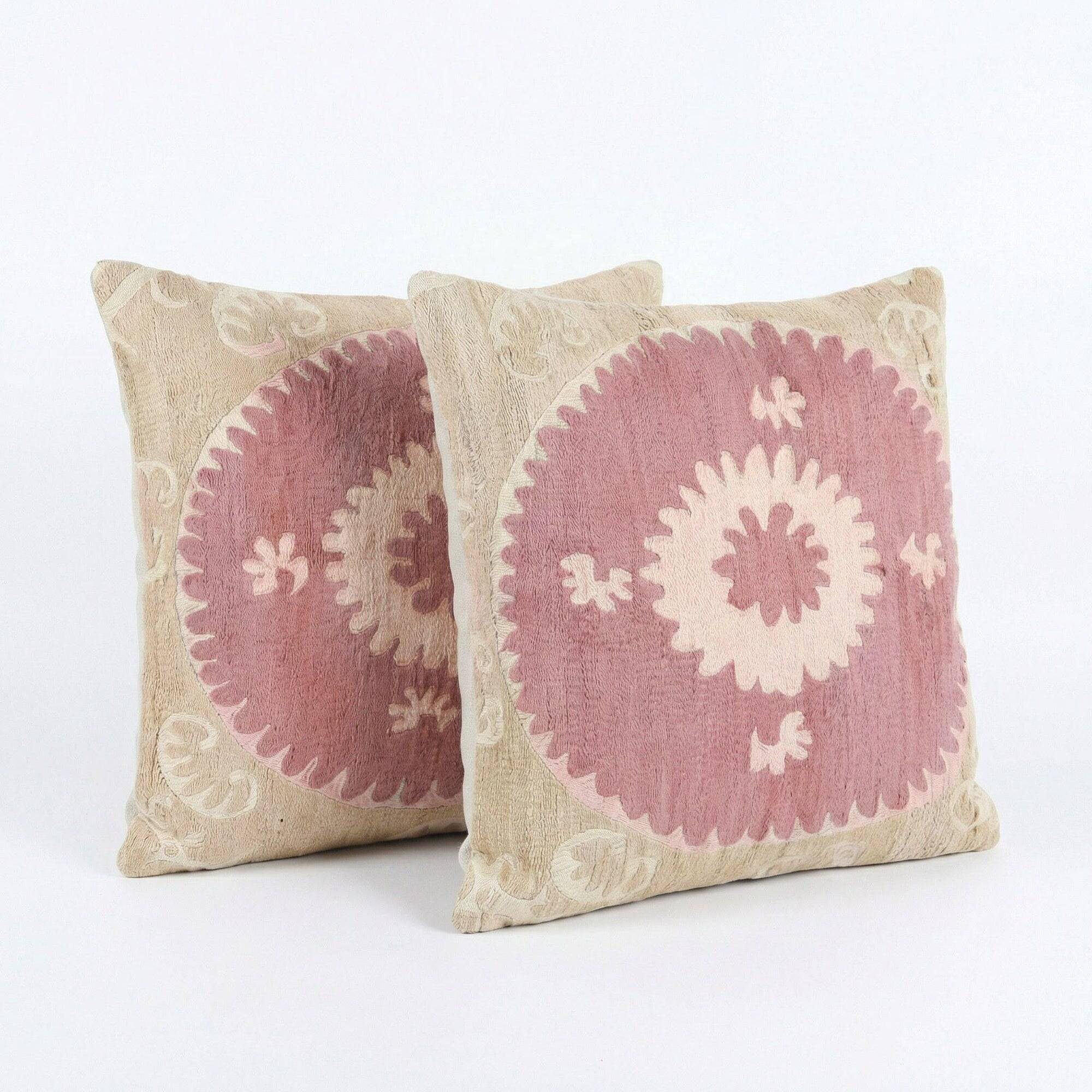 Set of 2 vintage embroidered cushion covers 58x64 cm