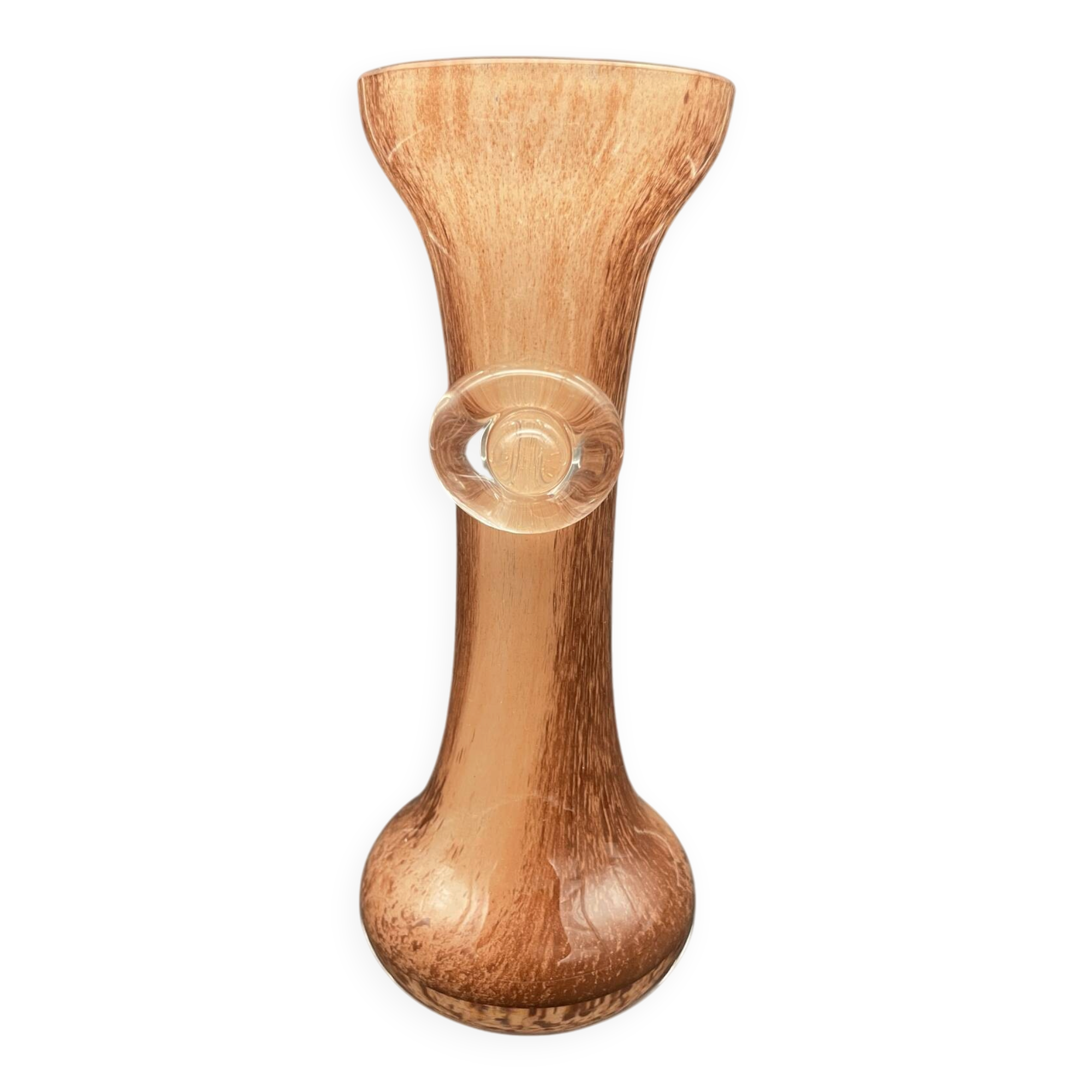 Vintage blown glass soliflore vase with applied decoration.