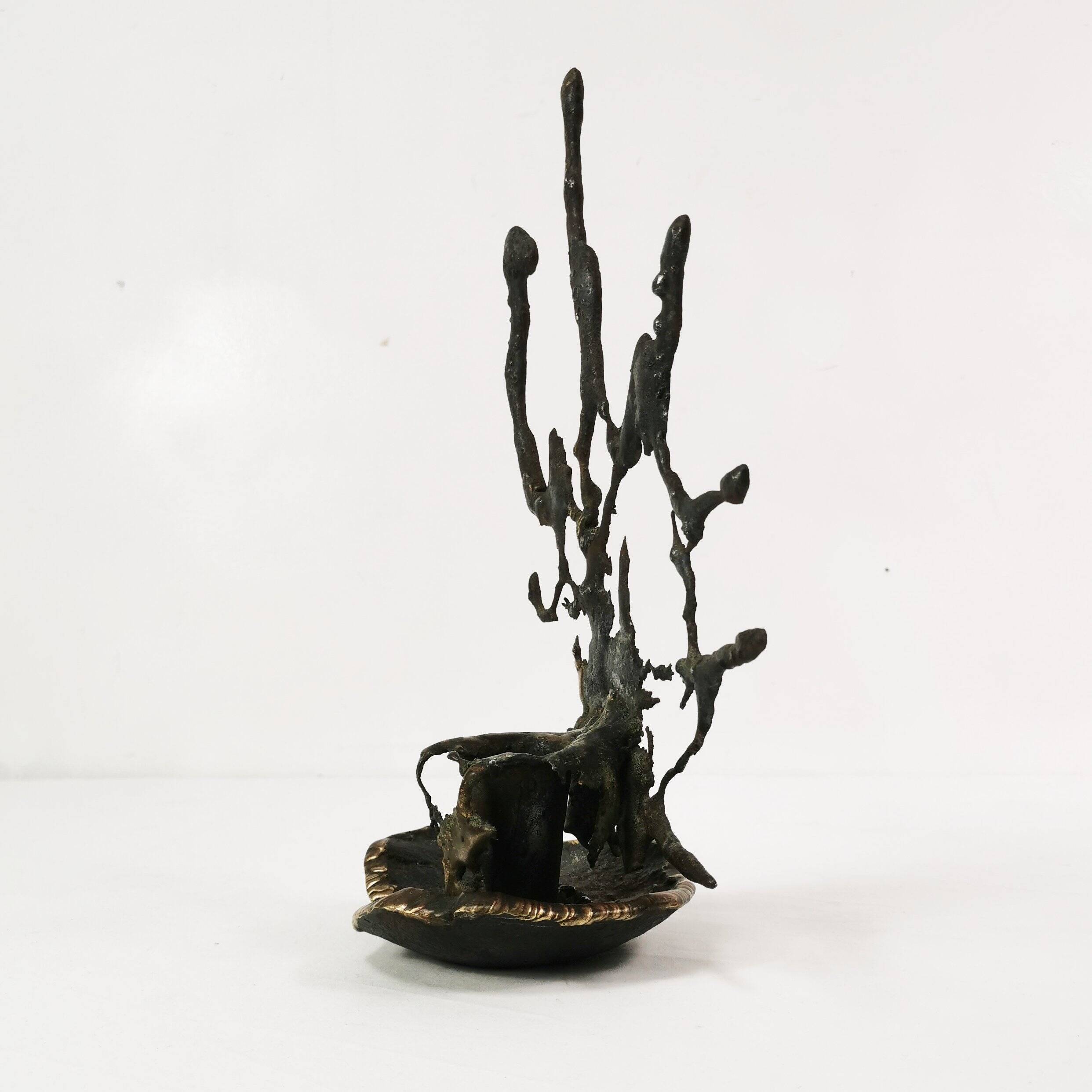 Brutalist cast iron candlestick, Belgium, 1960s.