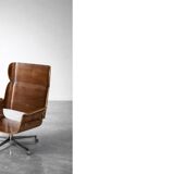 Vintage Mid-Century Modern Swiss Leather Lounge Chair from Giroflex
