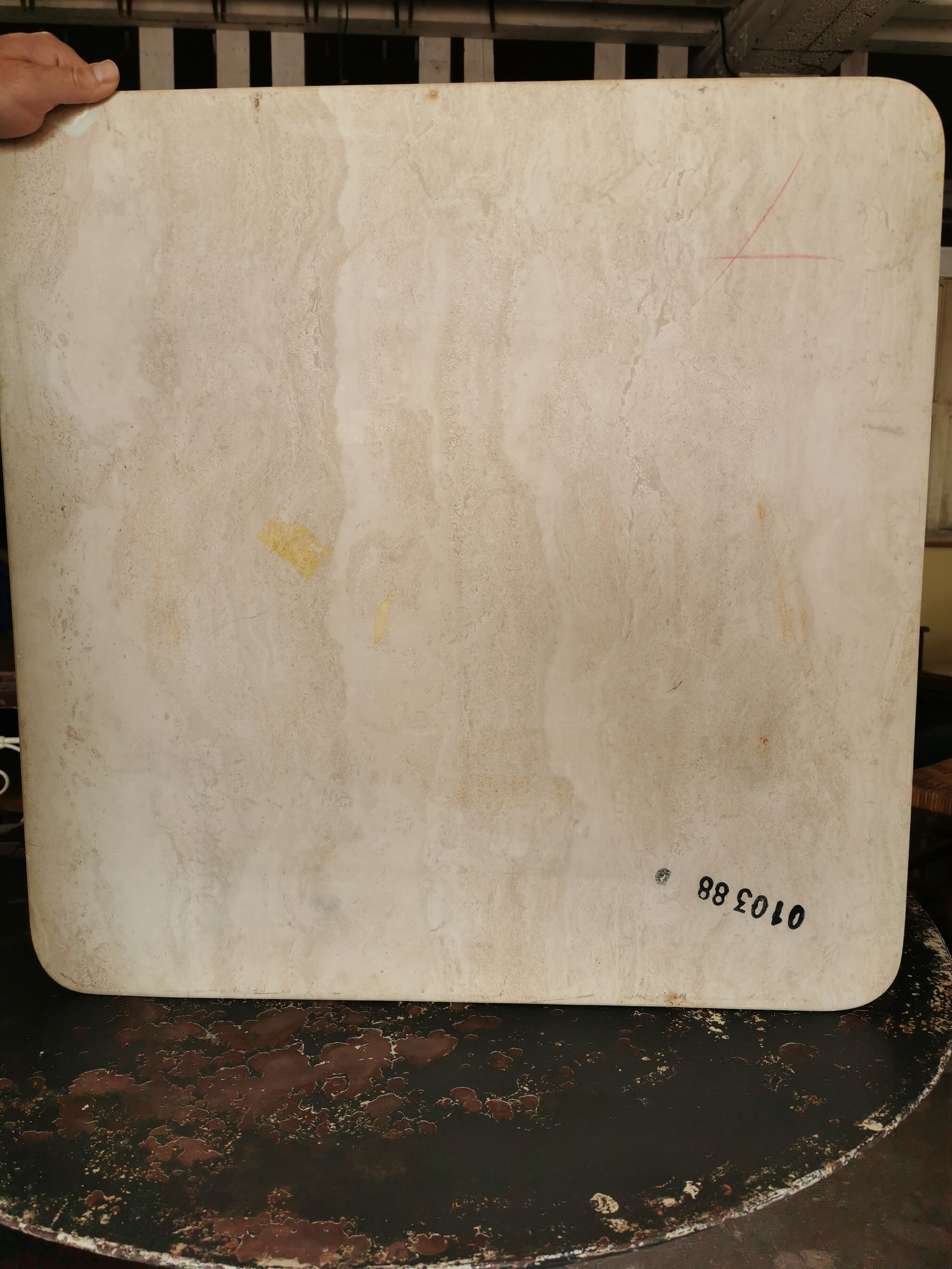 Square travertine coffee table