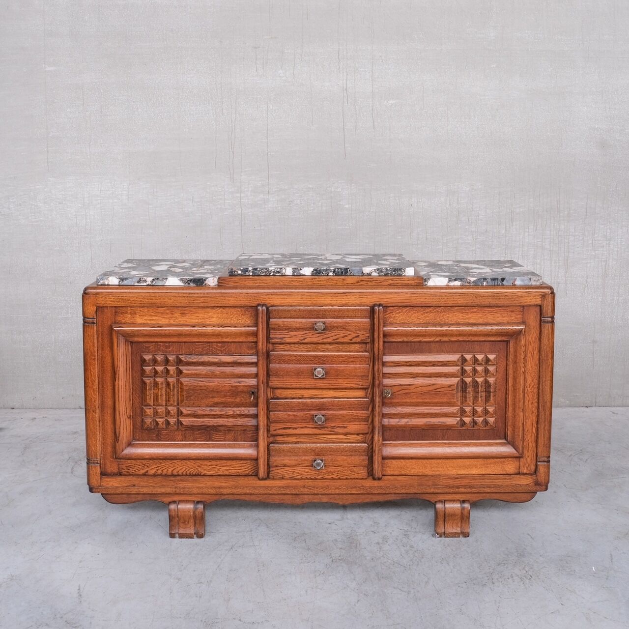 Art Deco French Marble Credenza or Sideboard