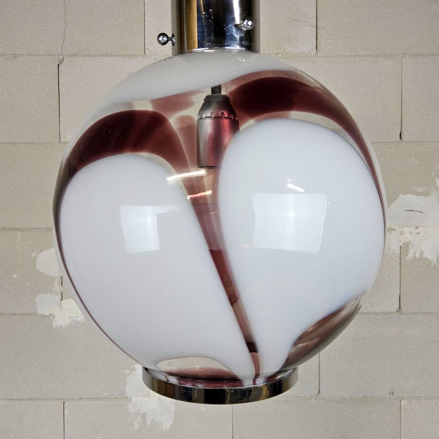 Vintage Italian design glass Carlo Moretti Murano pendant lamp