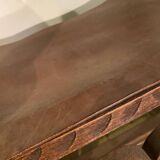 2 fauteuils colonials cuir et noyer