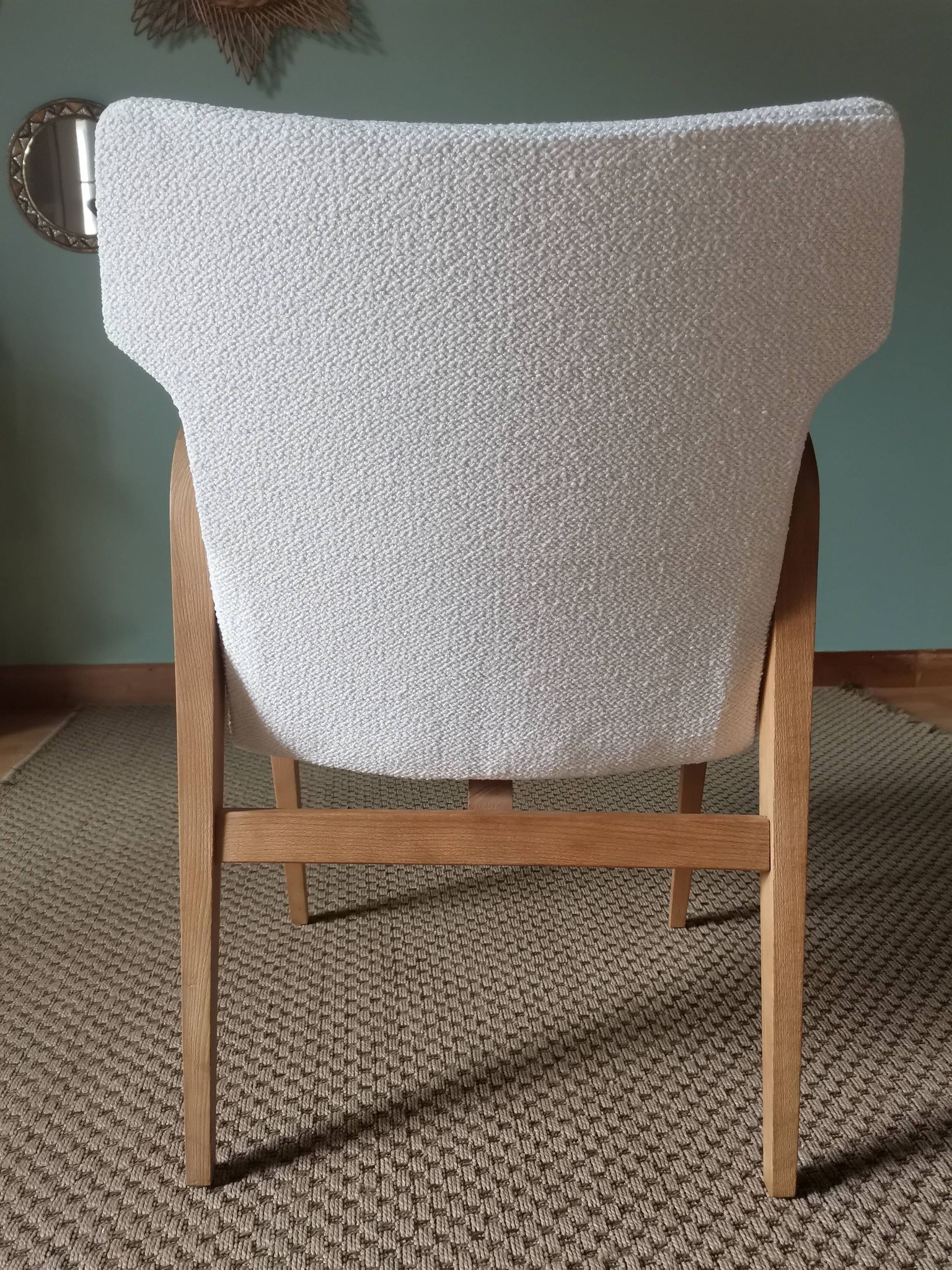 Scandinavian armchairs by Roger Landault in white.