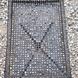 Side table in black perforated metal rigitulle from the 50s