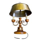 Lampe bouillotte bois massif et bronze doré