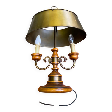 Hot water bottle lamp in solid wood and gilded bronze