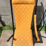 Napoleon III folding chair armchair black wood & vintage yellow fabric