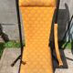 Napoleon III folding chair armchair black wood & vintage yellow fabric