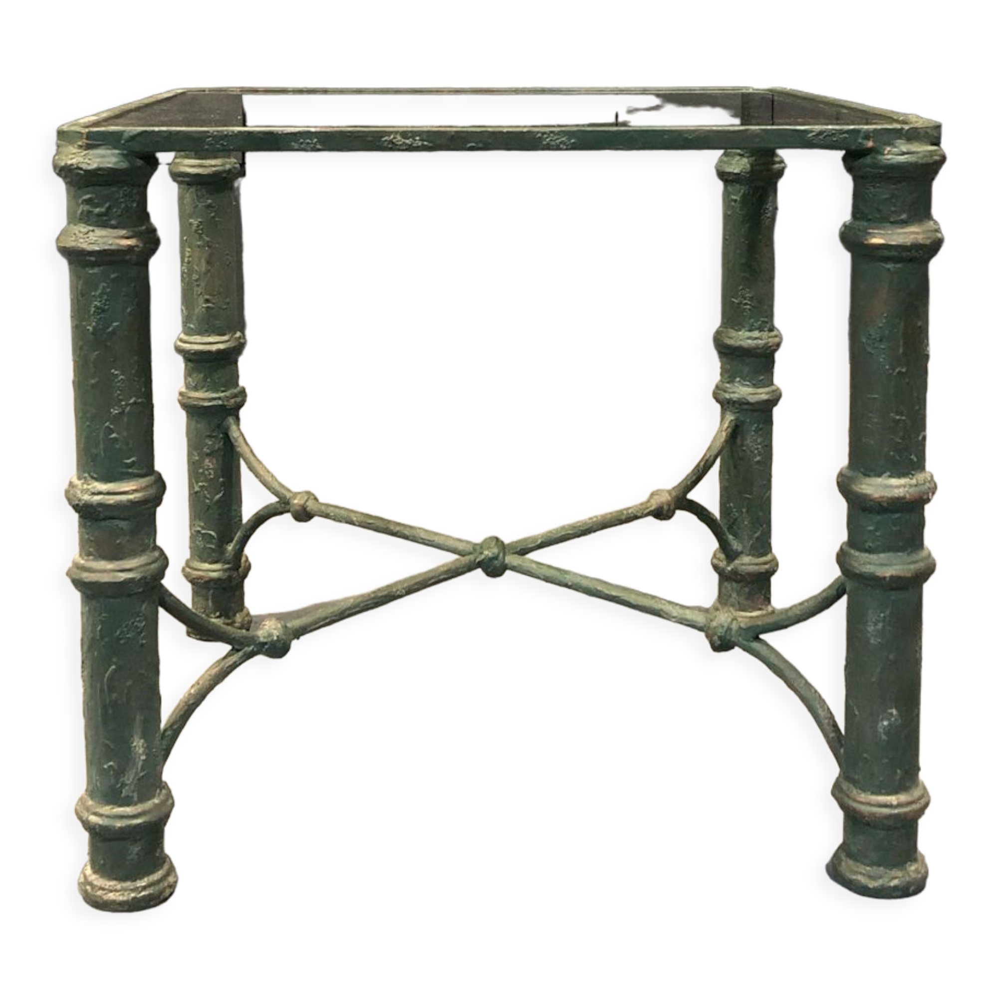 Iron and green antique patina side table