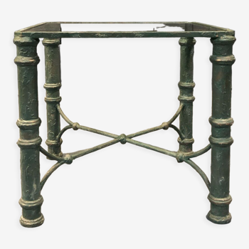 Side table in iron and green, antique patina