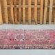 1970s Vintage Turkish Hand-Knotted Wool Cotton Pink Runner Rug 95x320