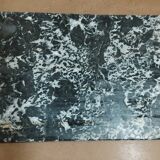 Polished Black and White Emperador marble coffee table, wrought iron base in Morocco