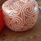 2 vintage inflatable poufs in orange plastic