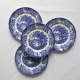 4 plates in vintage English earthenware Ironstone Broadhurst Staffordshire "The English Scene"